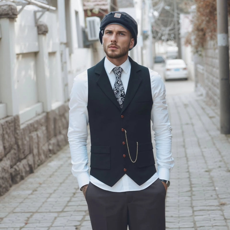 Sleeveless Notched Collar Vest