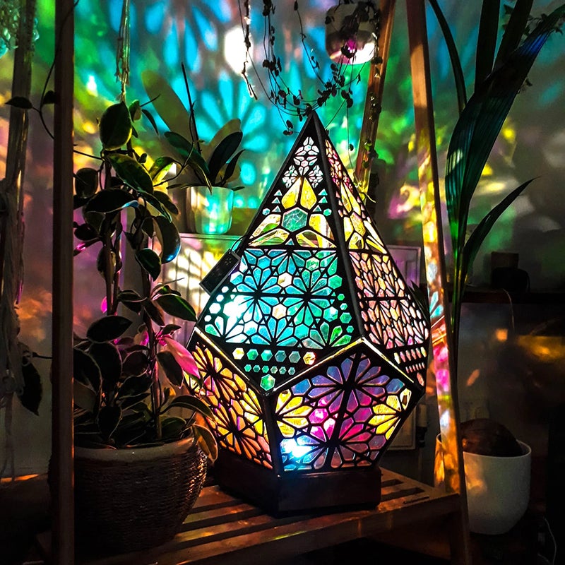 CelestiaBohemian - Bohemian Wooden Star Projector Lamp Colorful LED Star Projection with Handmade Wooden Design | Vibrant Multicolored Glow for Relaxation, Meditation or Home Decor | Eco-Friendly Bohemian Accent for Bedroom or Living Room
