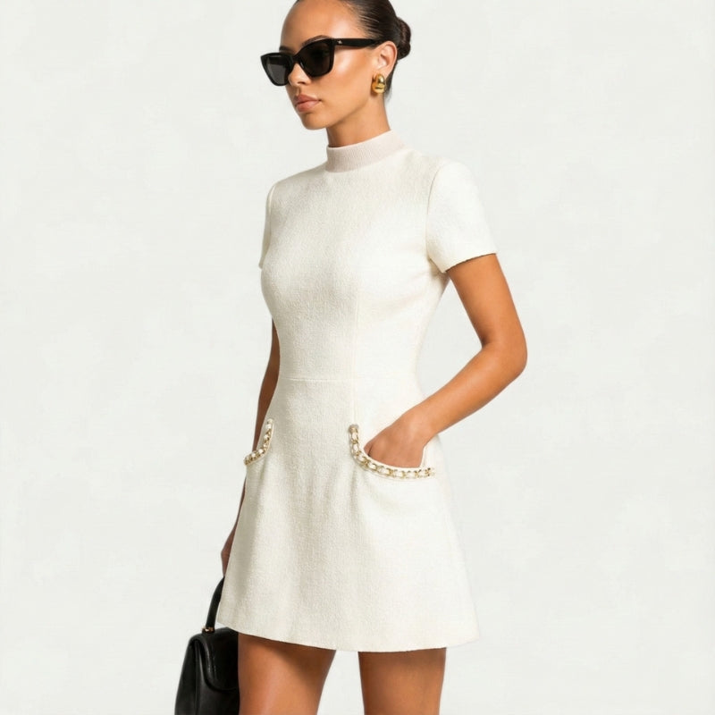 Beaded Trim Mini Dress