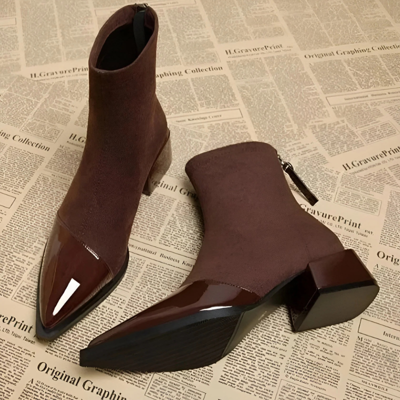 Pointed Toe Ankle Boots with Block Heel