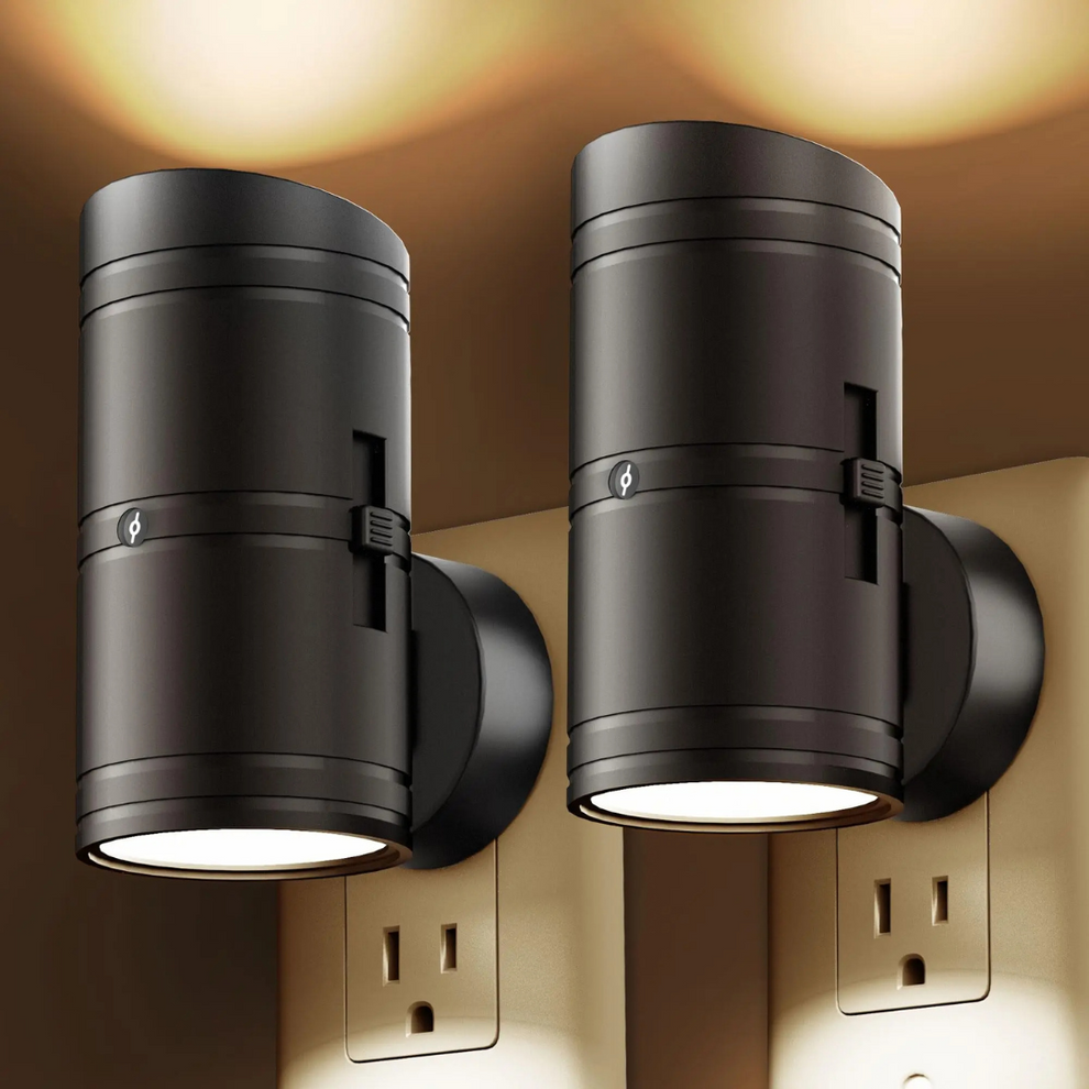 WallGlow - Modern Cylindrical Wall Lamps Sleek Matte Black Design | Warm Ambient Plug-In Glow for Easy Installation | Elegant Accent for Staircase, Bedroom, Kitchen, or Any Room