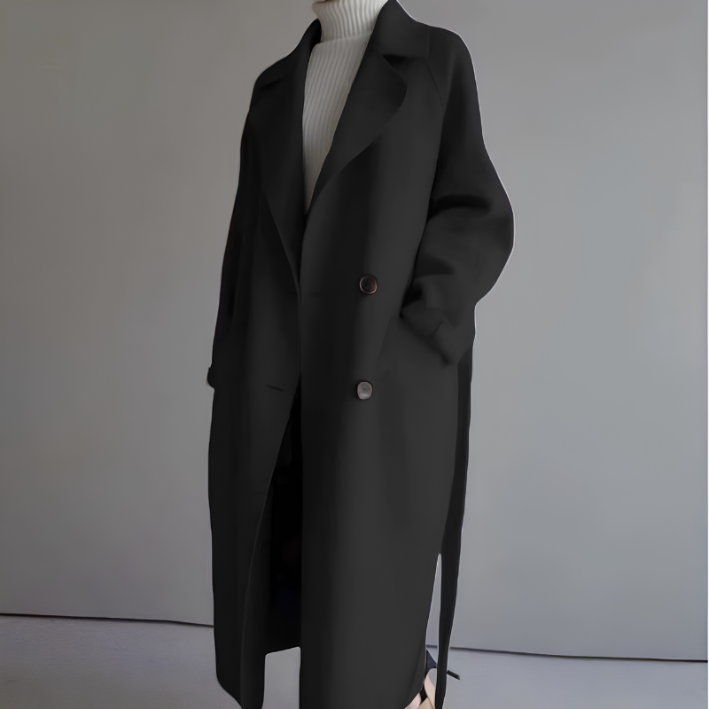 Chic Women's Long Sleeve Overcoat with Button Front