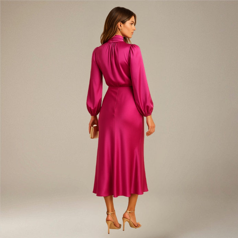 High Neck Loose Midi Dress