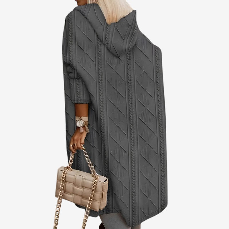 Stylish Hooded Cable Knit Cardigan for Women
