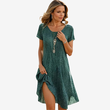 Round Neck Short Sleeve Stretch Dress