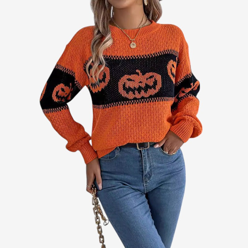 Women's Halloween Pumpkin Sweater