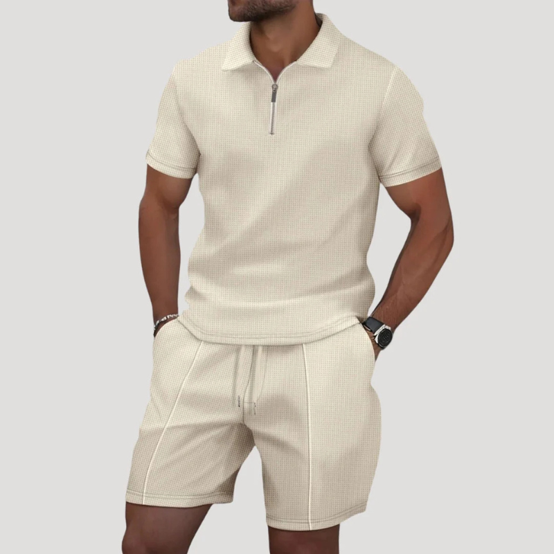 Men's Short Sleeve Polo and Shorts Matching Set