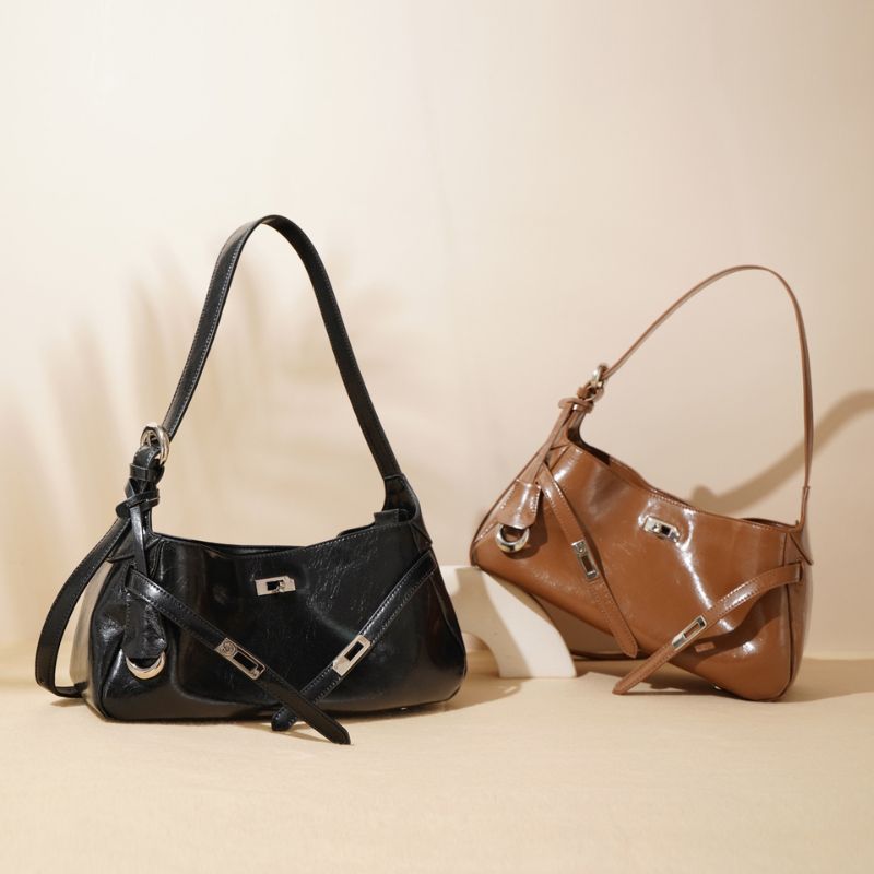 Shoulder Bag with Clasp and Zipper for Women