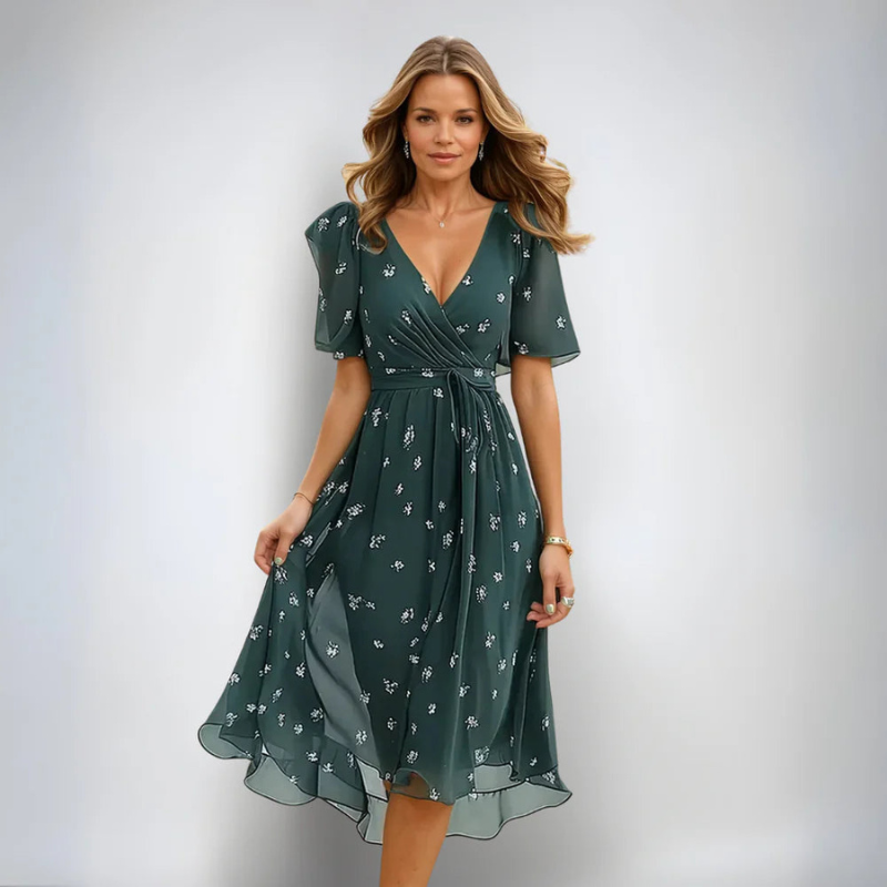 Women's V-Neck Printed Dress