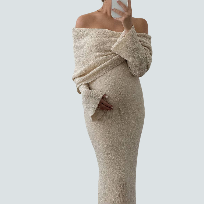 Off-Shoulder Maternity Maxi Dress