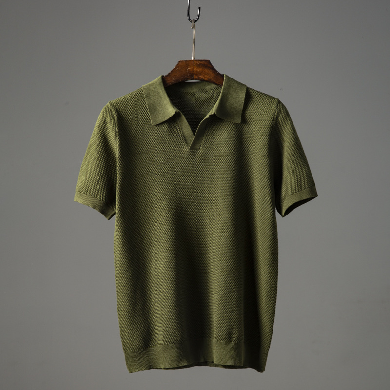 Men's Short Sleeve Polo Shirt with Turn Down Collar