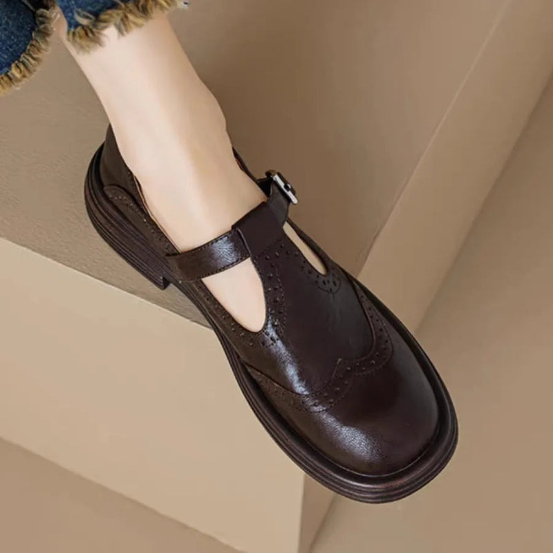 Women’s Round-Toe Buckle Shoes
