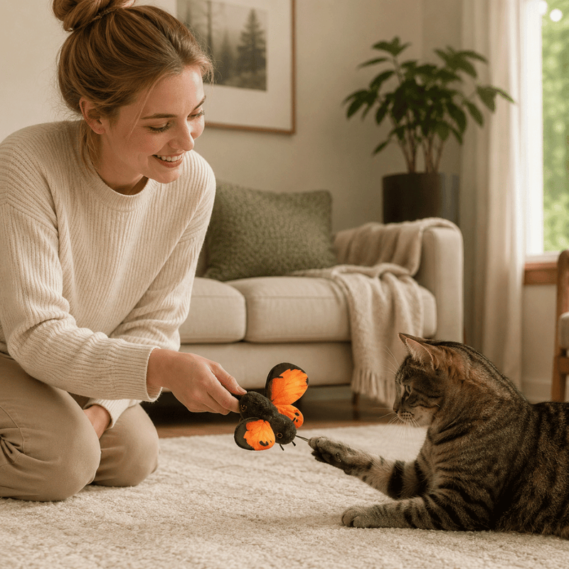 PurrFlutter - Automatikus Rezgő Pillangó Macskajáték Mozgásérzékelővel