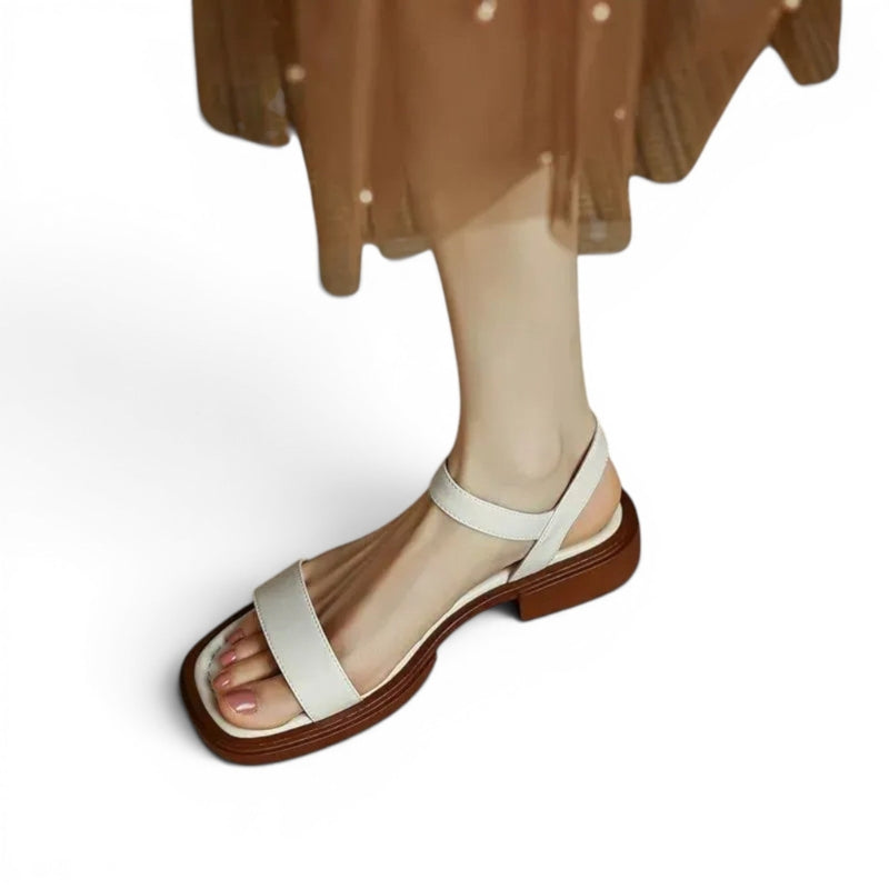 Women's Round Toe Low Heel Sandals with Adjustable Buckle