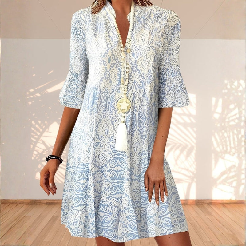 Women’s Flared Sleeve V-Neck Mini Dress