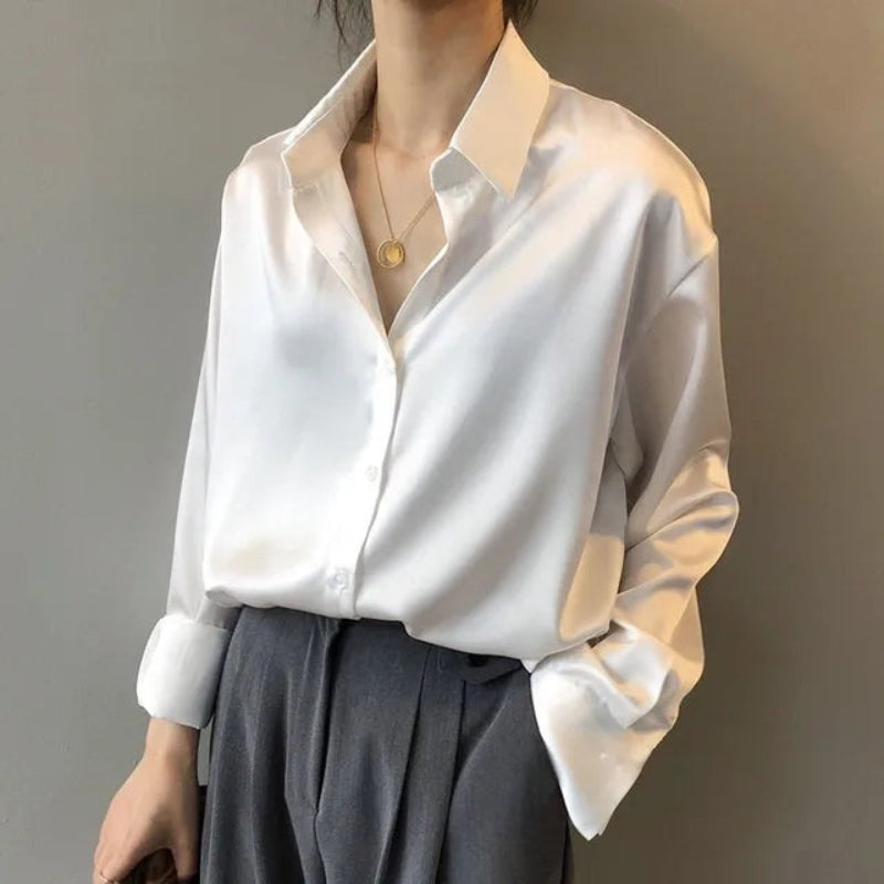Women’s Button-Front Satin Blouse