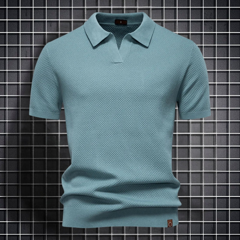 Men's Slim Fit Short Sleeve Polo Shirt with Collar