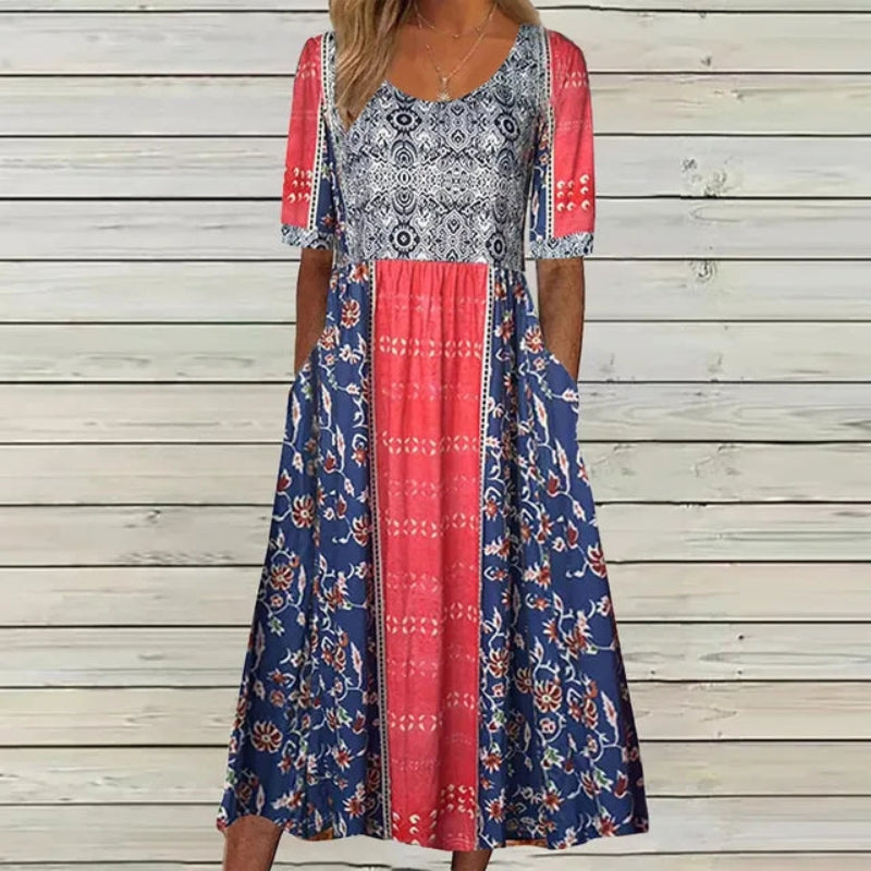 Women’s Printed Square Neck Midi Dress