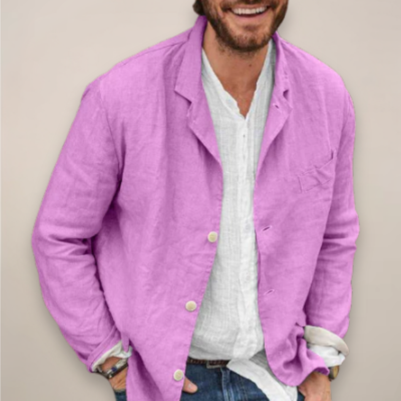 Men's Long Sleeve Button Front Shirt with Chest Pocket