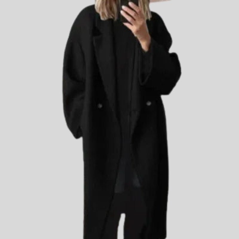 Women’s Long Button-Up Coat with Pockets