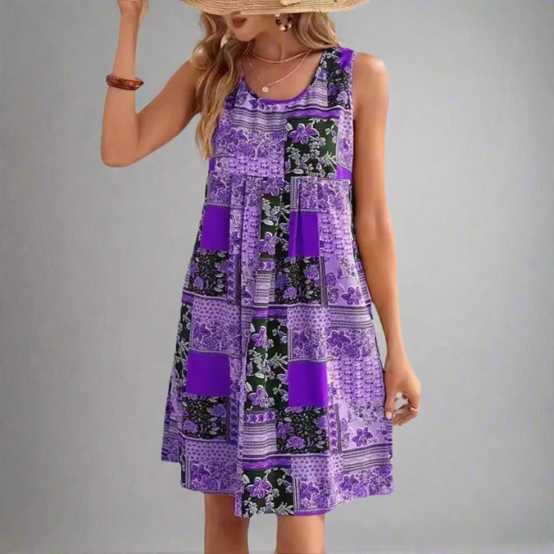 Women’s Sleeveless Patchwork Mini Dress