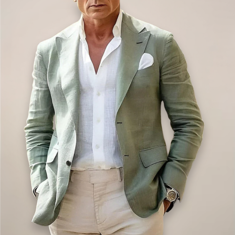 Men's Slim Fit Long Sleeve Blazer with Button Closure