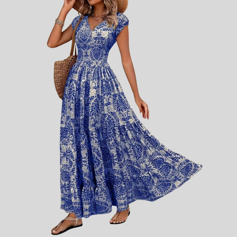 Women’s Sleeveless V-Neck Patterned Maxi Dress