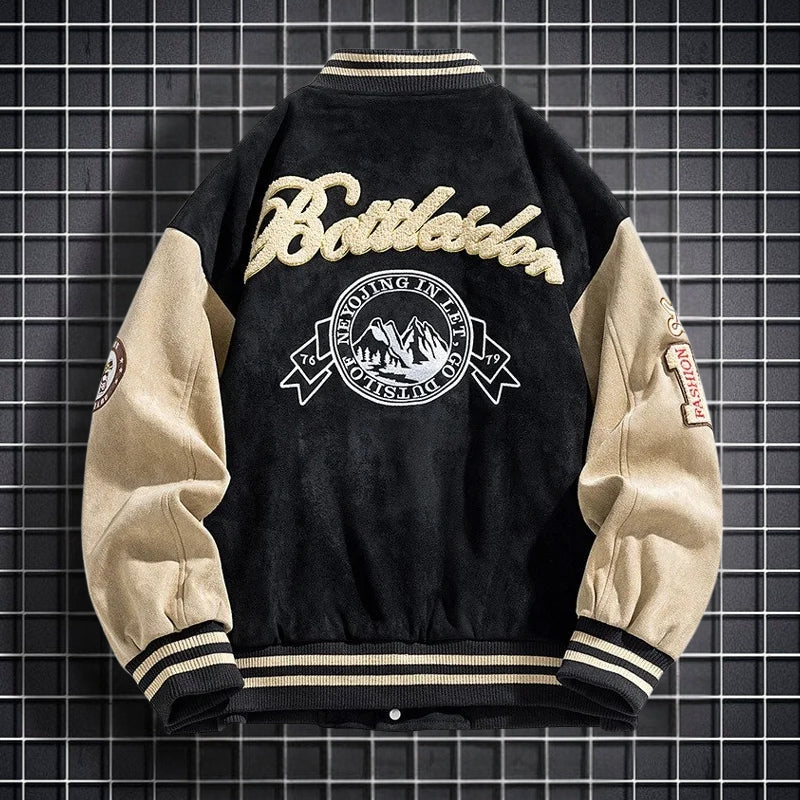 Men's Long Sleeve Button Front Bomber Jacket with Pockets