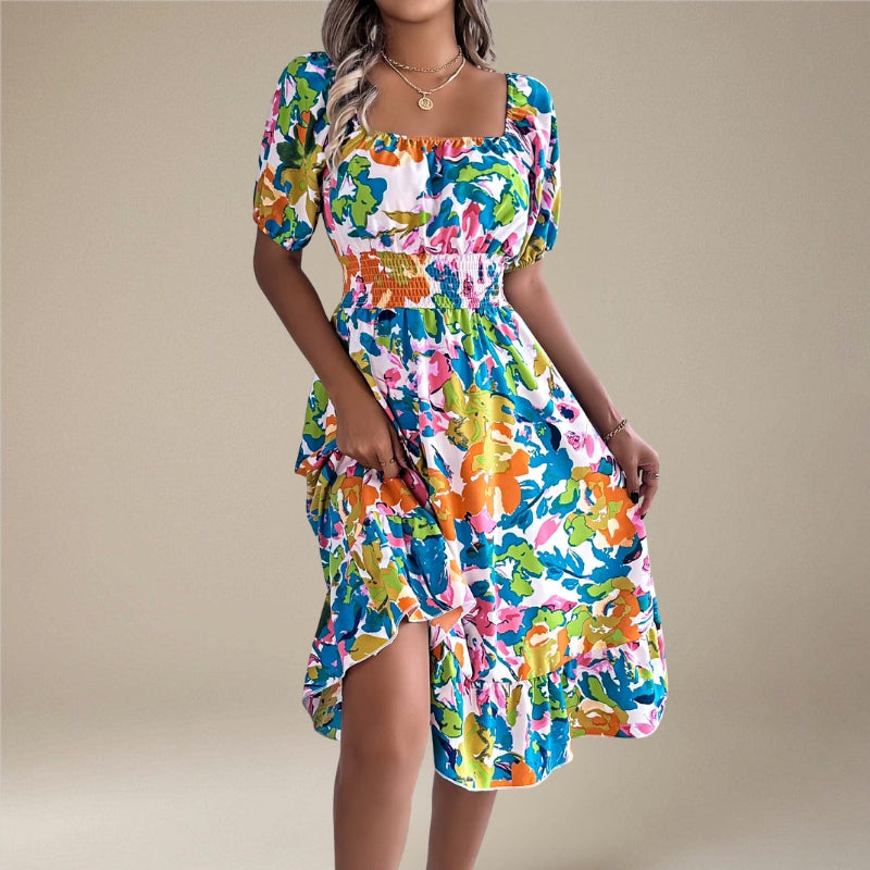 Women's Floral Off-Shoulder Midi Dress