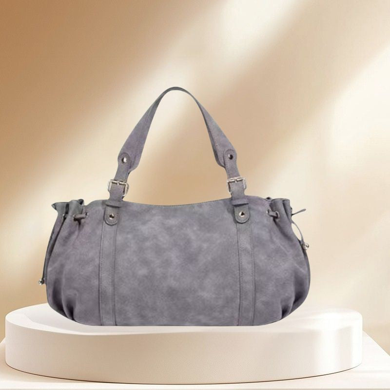 Suede Large Zip Shoulder Handbag