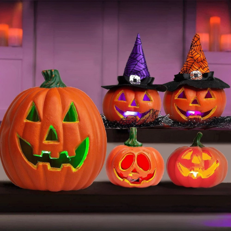Illuminated Pumpkin Decor Set for Halloween