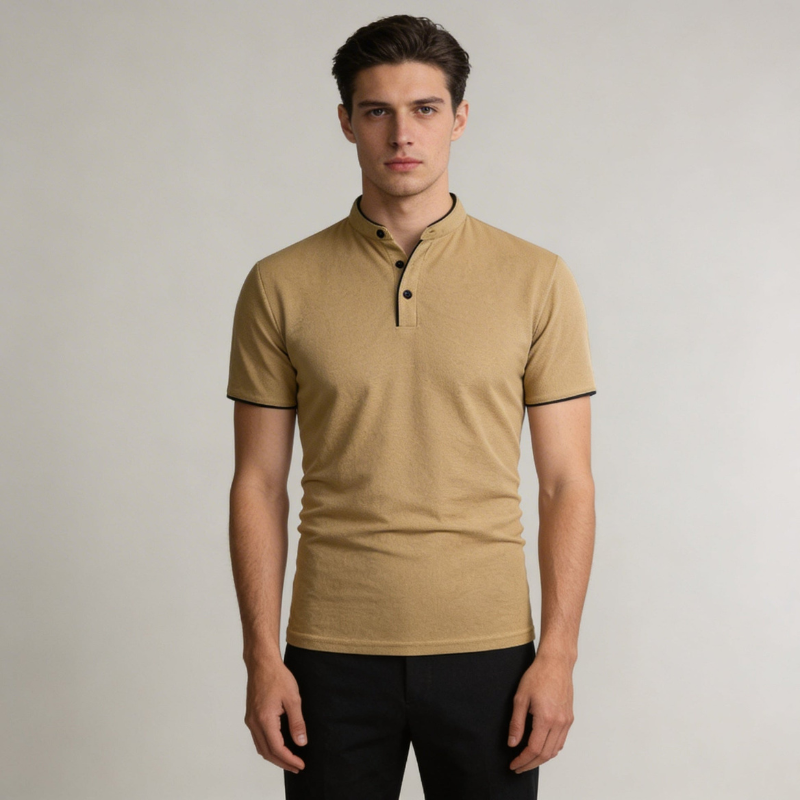 Men's Premium Short Sleeve Polo with Stand Collar