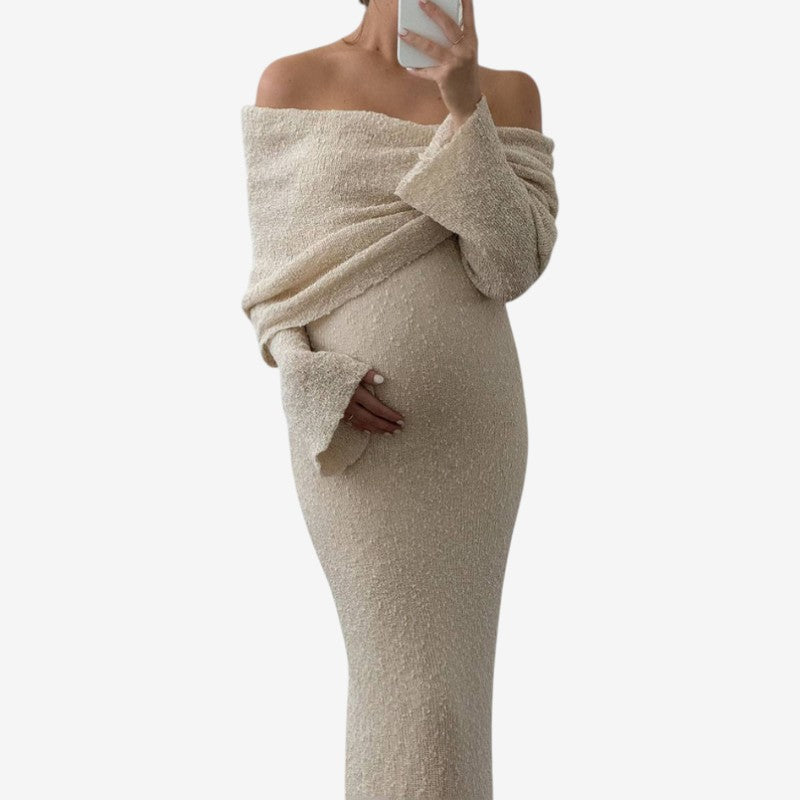 Off-Shoulder Maternity Maxi Dress