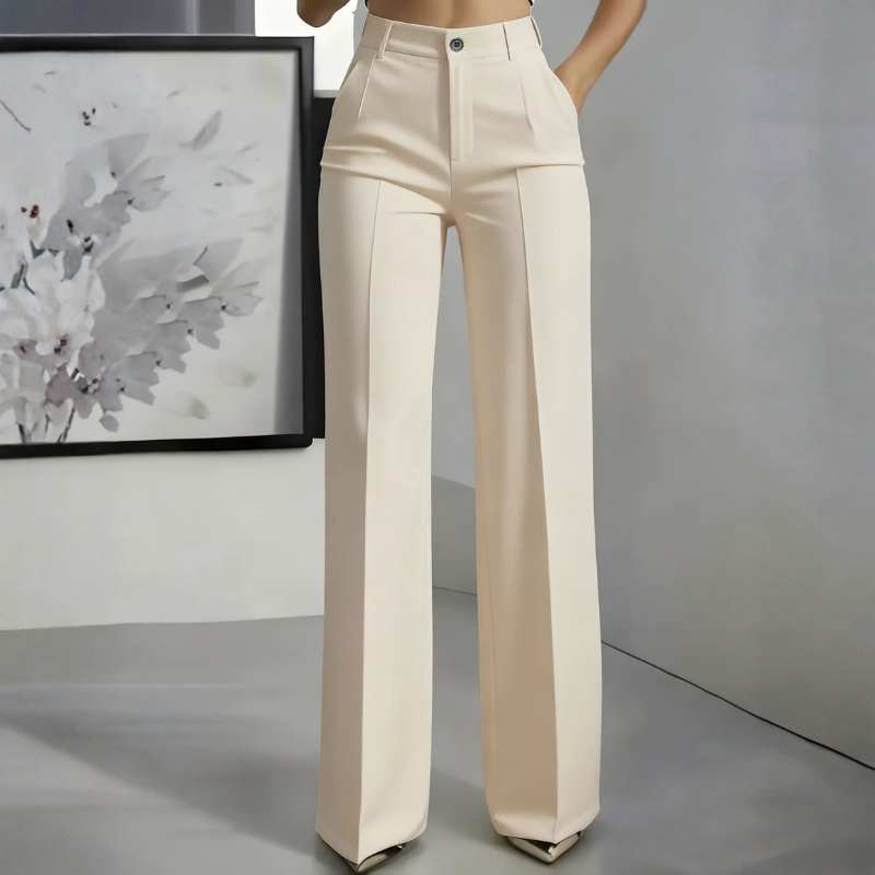 Chic Women's High Waisted Straight Leg Pants