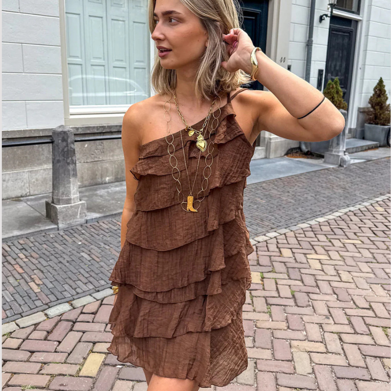 Asymmetrical One-Shoulder Mini Dress