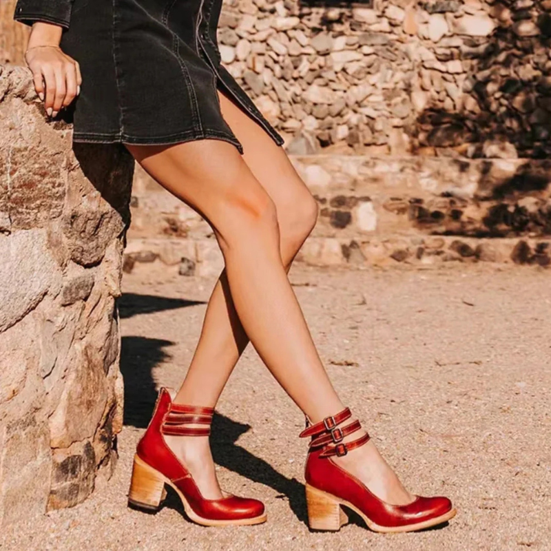 Women's High-Heeled Sandals with Ankle Straps