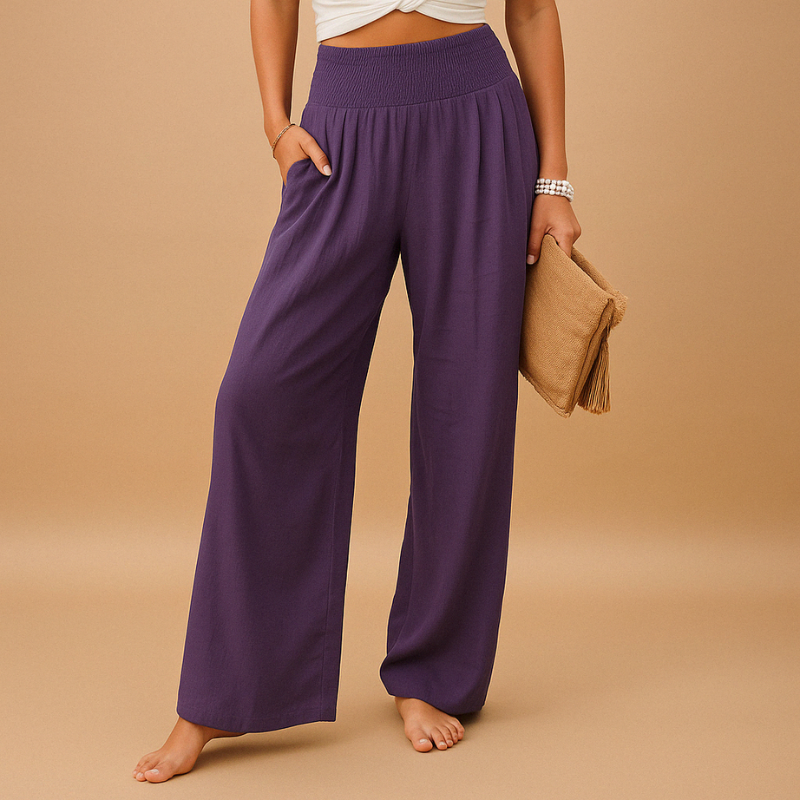 Women's Wide-Leg Casual Trousers with Elastic Waist