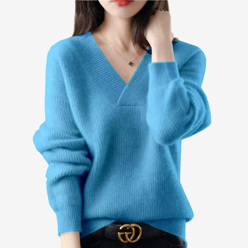 Premium Women's V Neck Ribbed Sweater