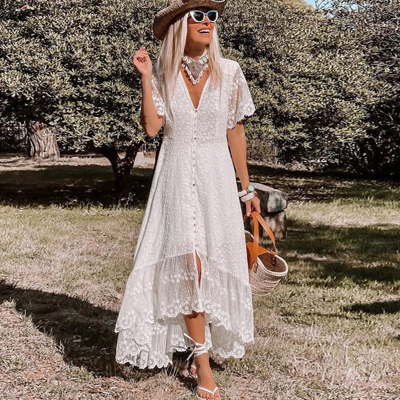 Women's V-Neck Short Sleeve Dress