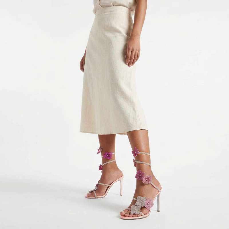 Elegant High Heeled Sandals with Pointed Toe