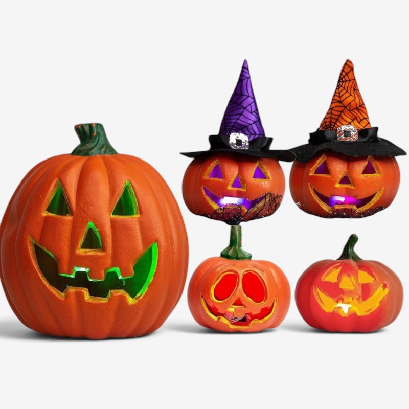 Illuminated Pumpkin Decor Set for Halloween