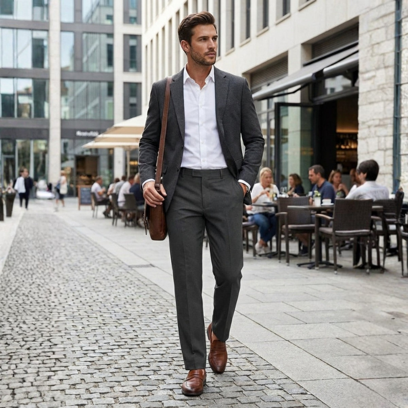 Men's Tailored Comfort Fit Cotton Trousers