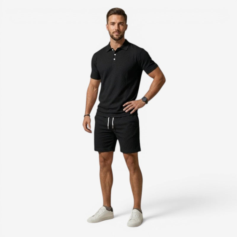 Men's Polo Shirt and Drawstring Shorts Set