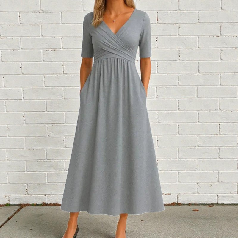 V-Neck Short Sleeve Casual Dress