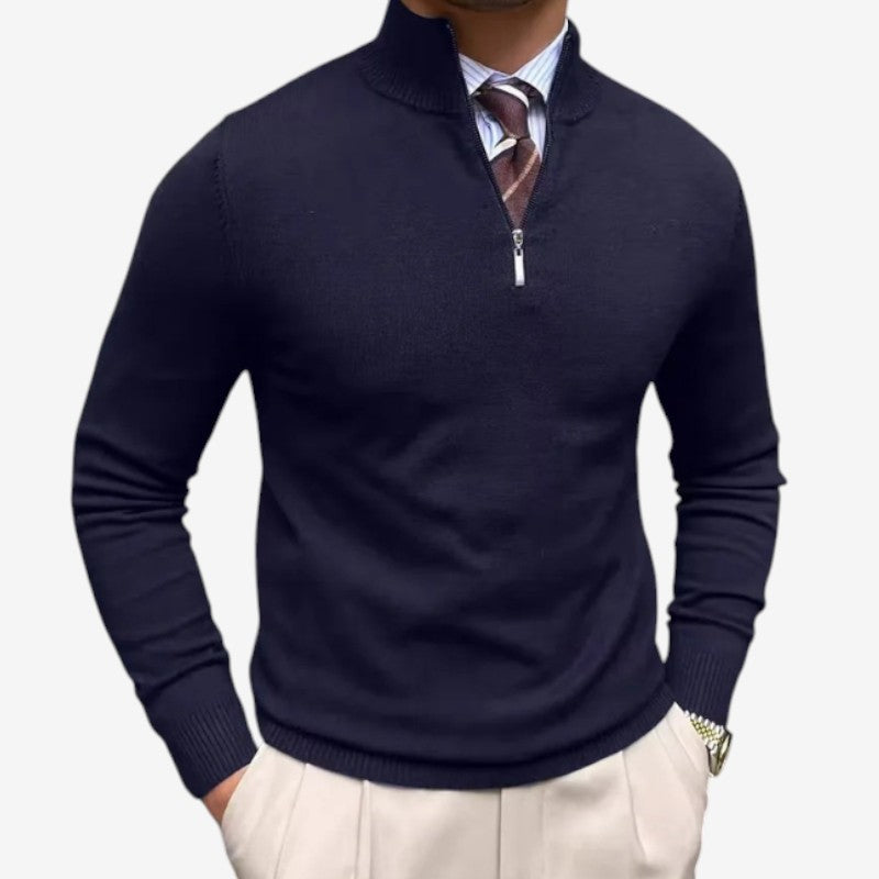 Premium Men's Stand Collar Quarter Zip Sweater