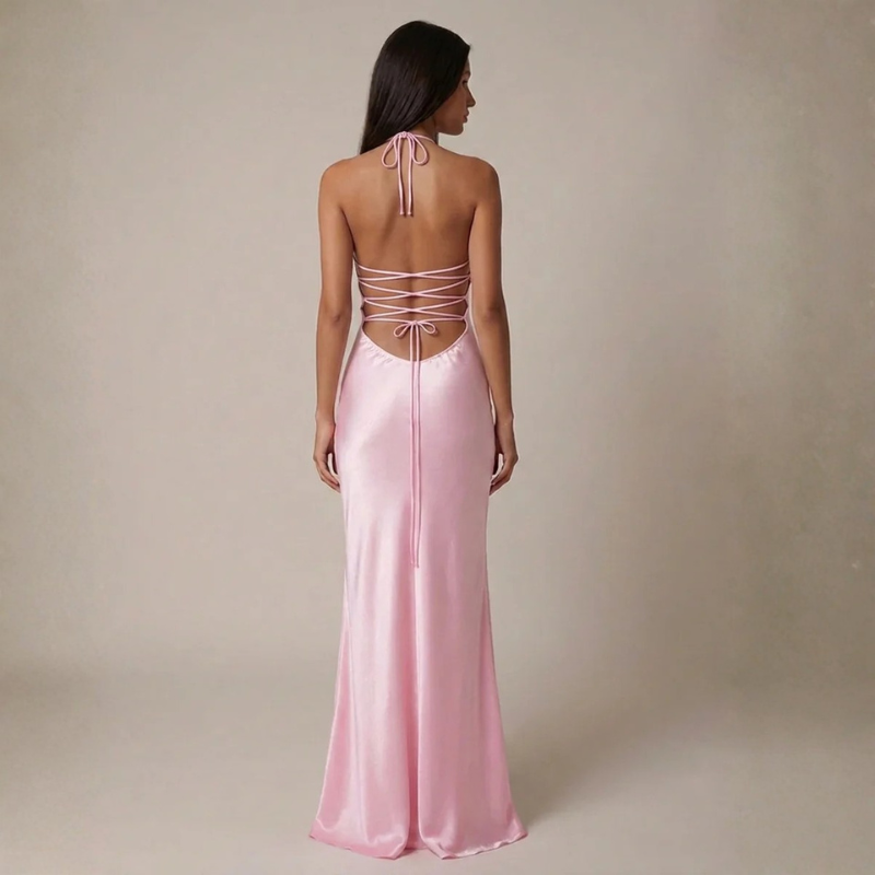 Elegant Women's A-Line Maxi Dress with Spaghetti Straps
