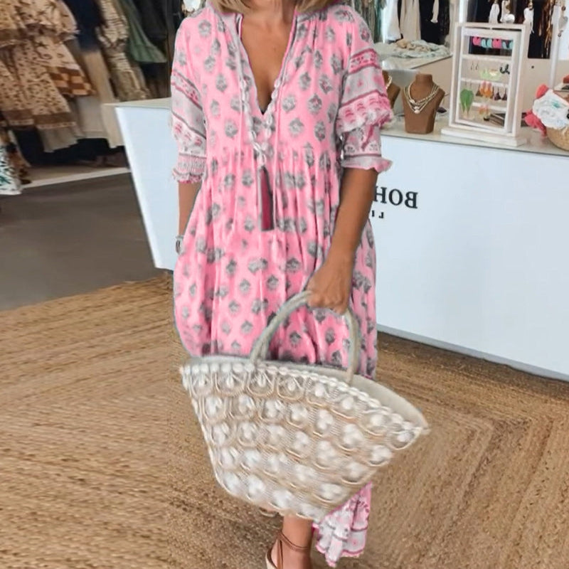 Floral V-Neck Summer Dress