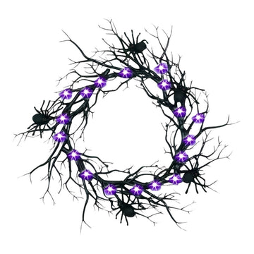 SpiderSpook LED Halloween Wreath – Vampire & Spider Decoration for Doors & Windows