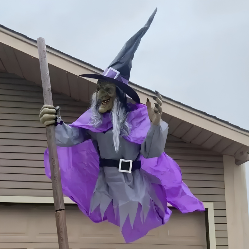 Animated Flying Witch Halloween Decoration with Sound