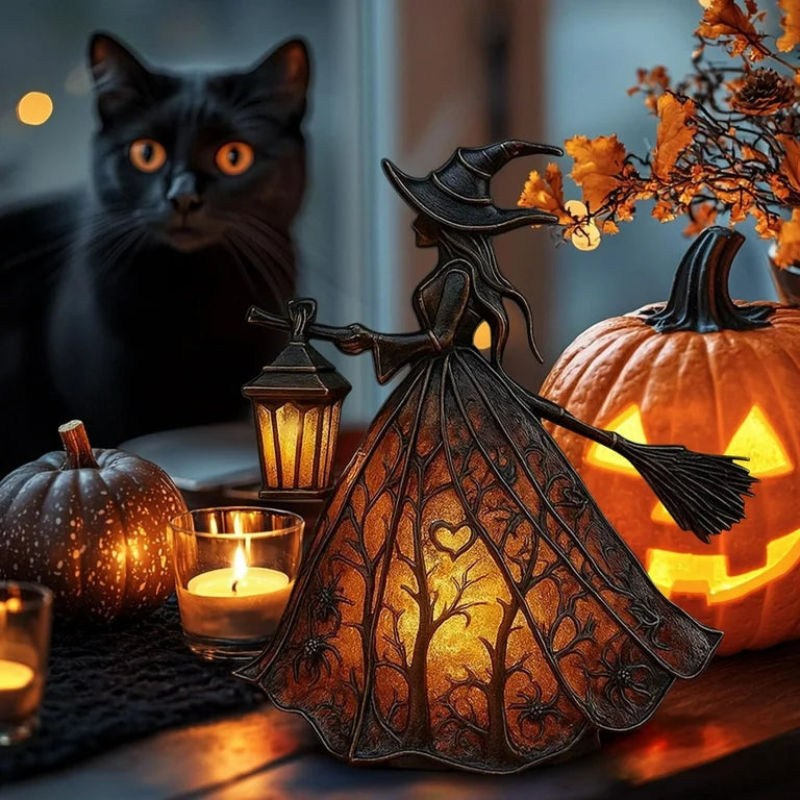 Charming Halloween Witch Lamp with LED Light